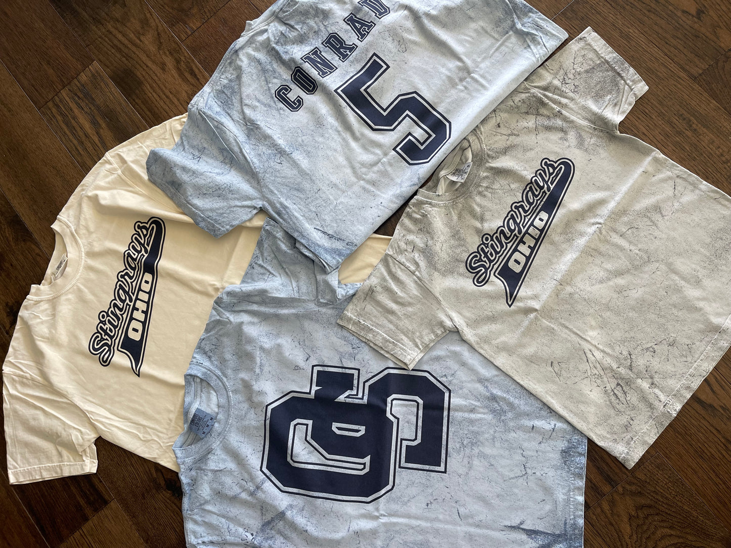 1745- Comfort Color Blast Script Stingrays Tees (Unisex) (Youth & Adult)