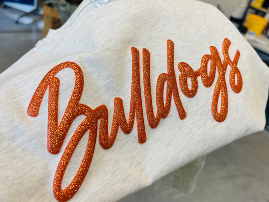 BISON SCRIPT GLITTER PUFF *COMFORT COLOR* TANKS, TEES AND LONG SLEEVE TEES