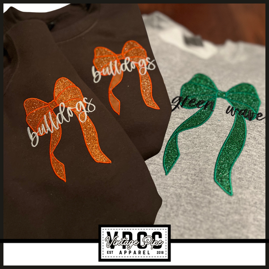 18000 CUSTOM Glitter Bow Embroidered Sweatshirts