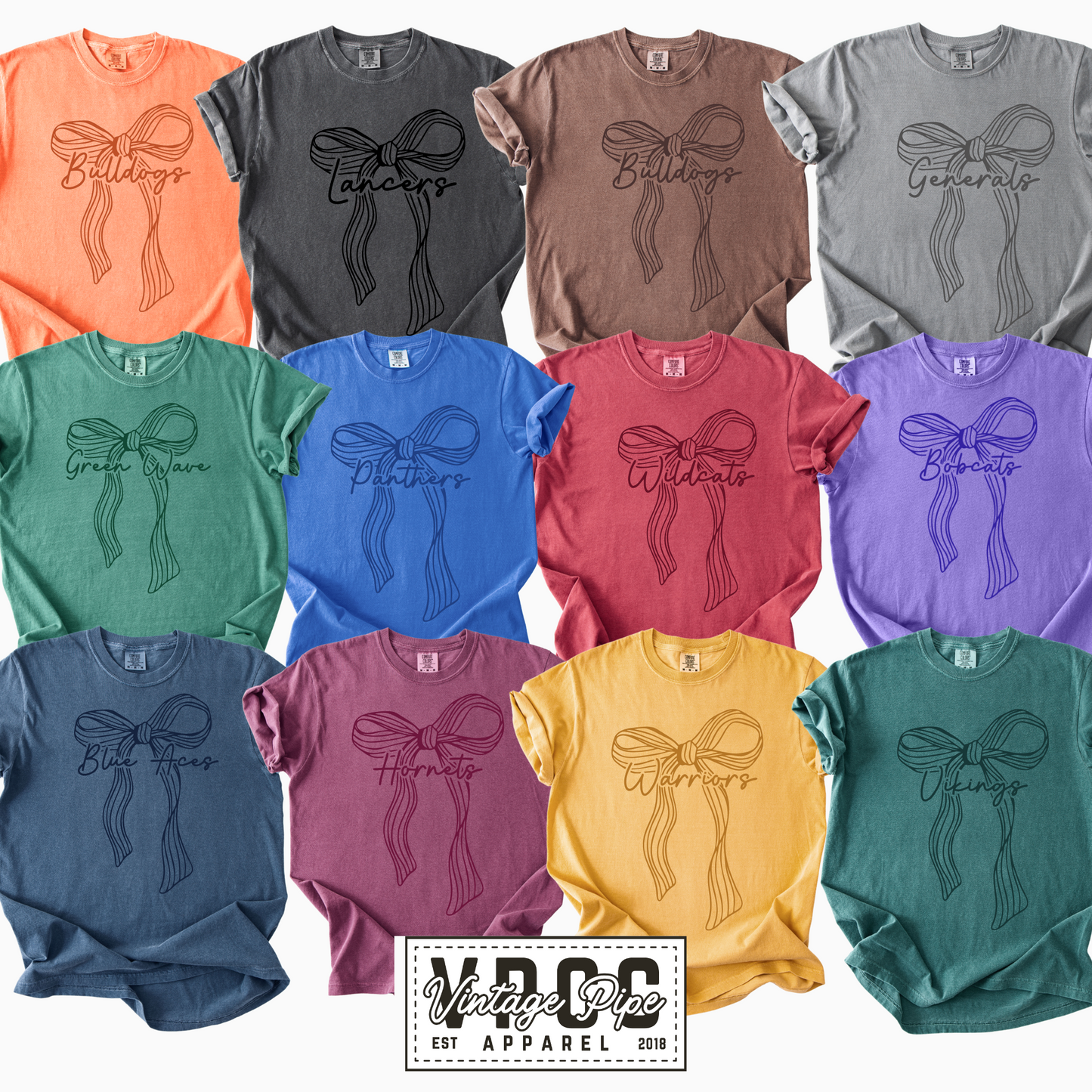 CUSTOM MASCOT BOWS TONE ON TONE TANKS, TEES AND SWEATSHIRTS