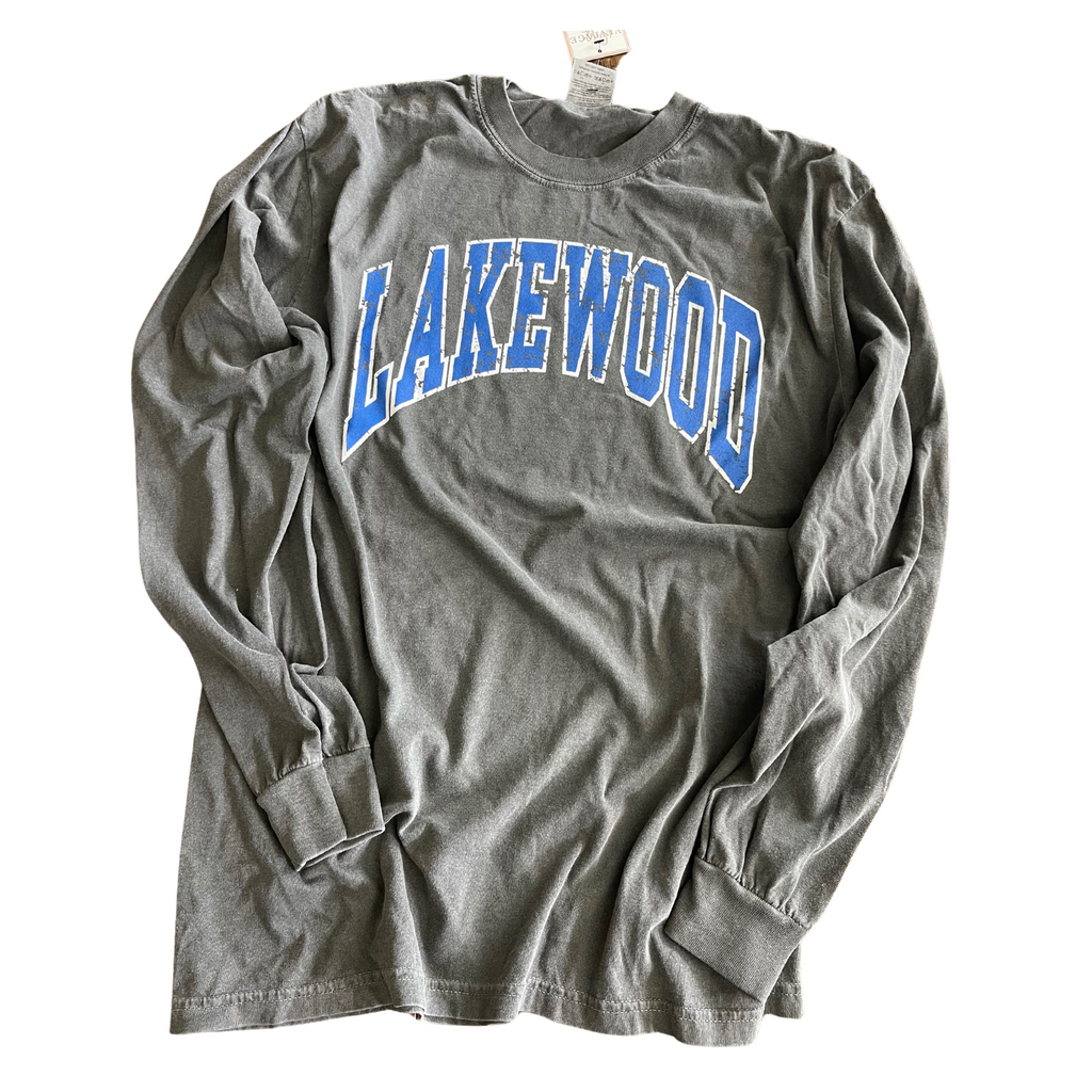 YOUTH MEDIUM-LAKEWOOD VARSITY- Pepper Comfort Color SHORT SLEEVE Tee- RTS