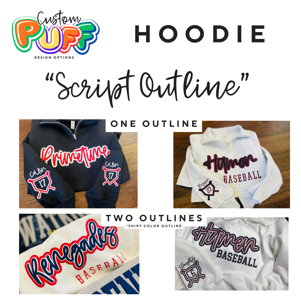 SCRIPT OUTLINE PUFF DESIGN: Unisex Hoodie