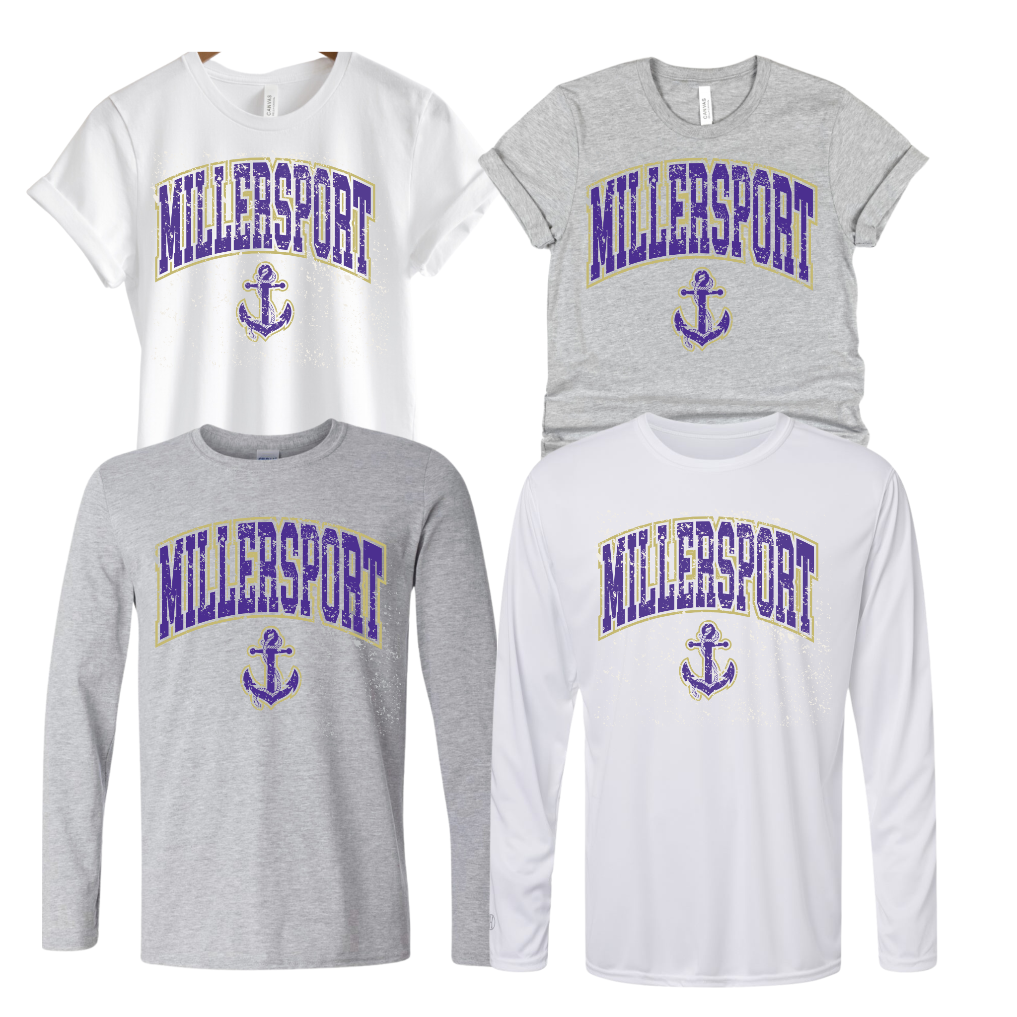 64000- MILLERSPORT LAKERS- UNISEX TEE YOUTH & ADULT- THROWBACK-NO BASEBALL