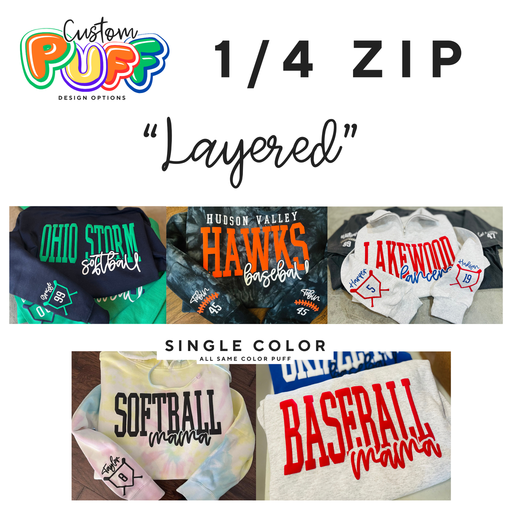 LAYERED PUFF DESIGN: Unisex 1/4 Zip