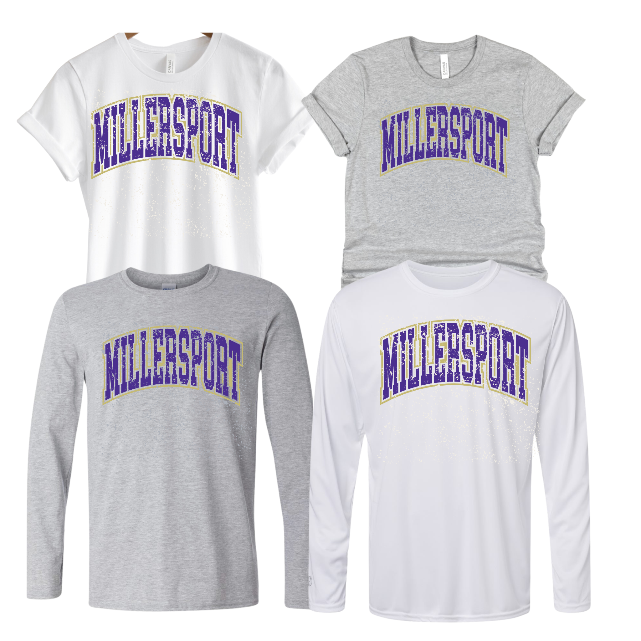 64000- MILLERSPORT LAKERS- UNISEX TEE YOUTH & ADULT- THROWBACK-TOP ONLY