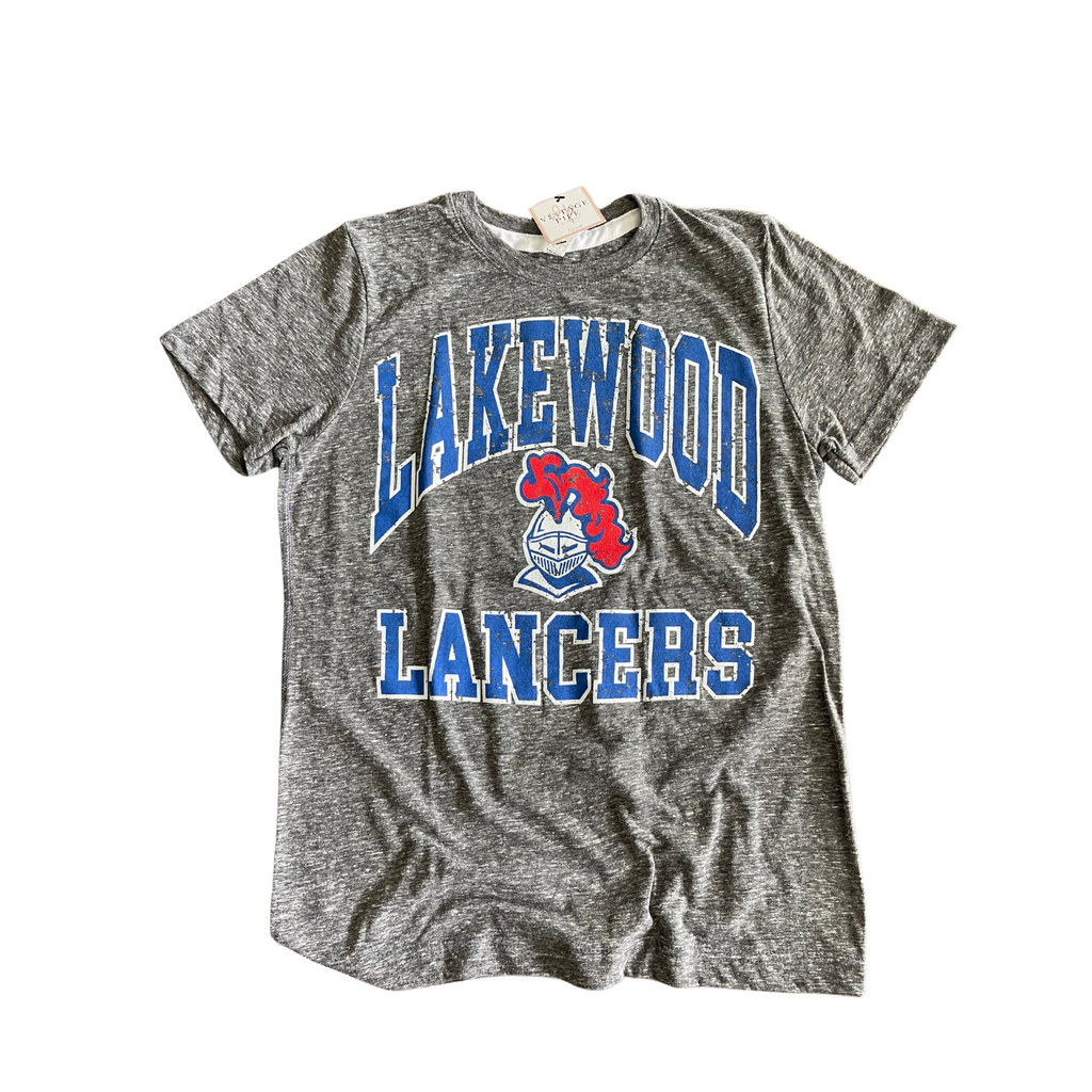 YOUTH MEDIUM- LAKEWOOD LANCERS THROWBACK CHARCOAL MELANGE Tee- RTS