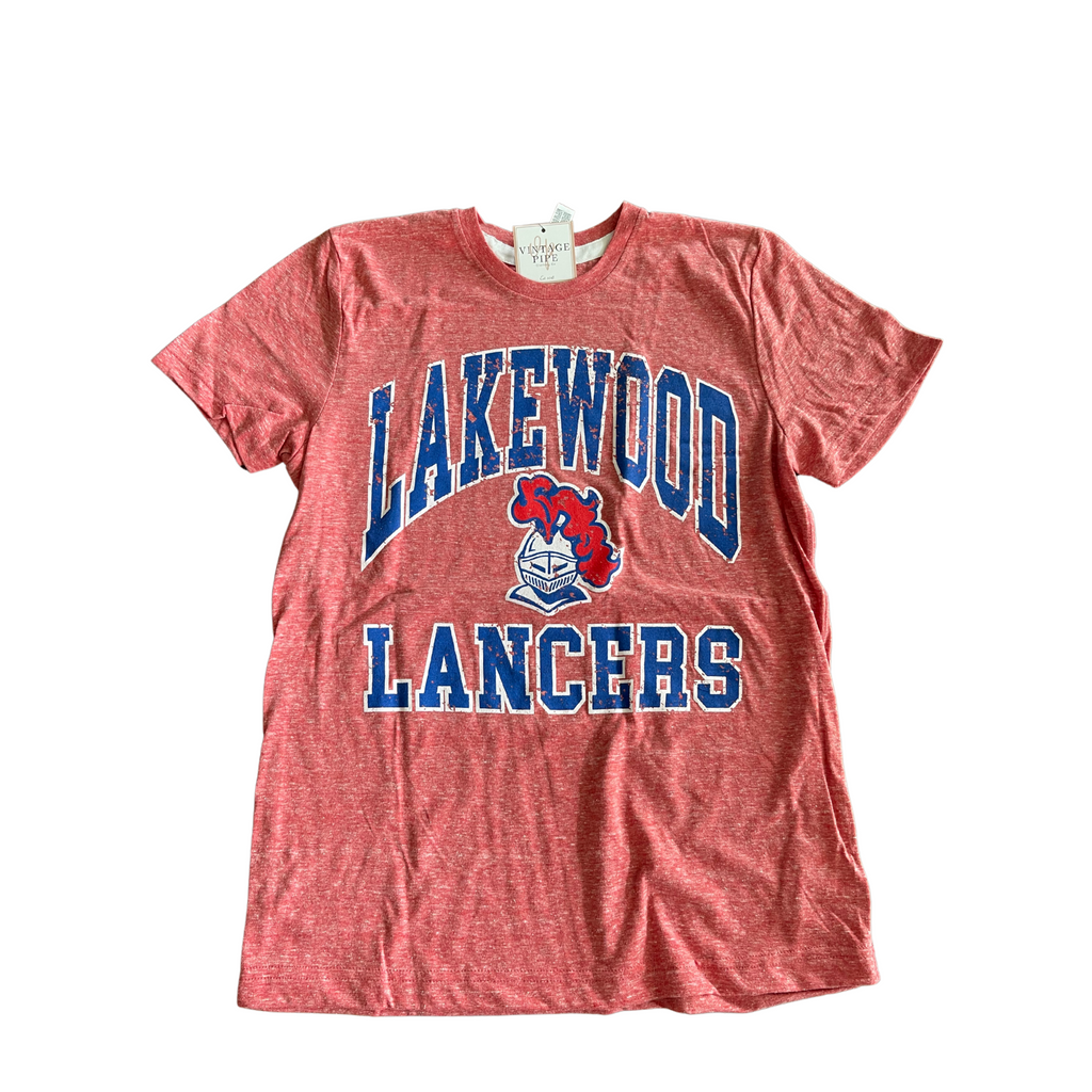 YOUTH XL- LAKEWOOD LANCERS THROWBACK RED MELANGE Tee- RTS