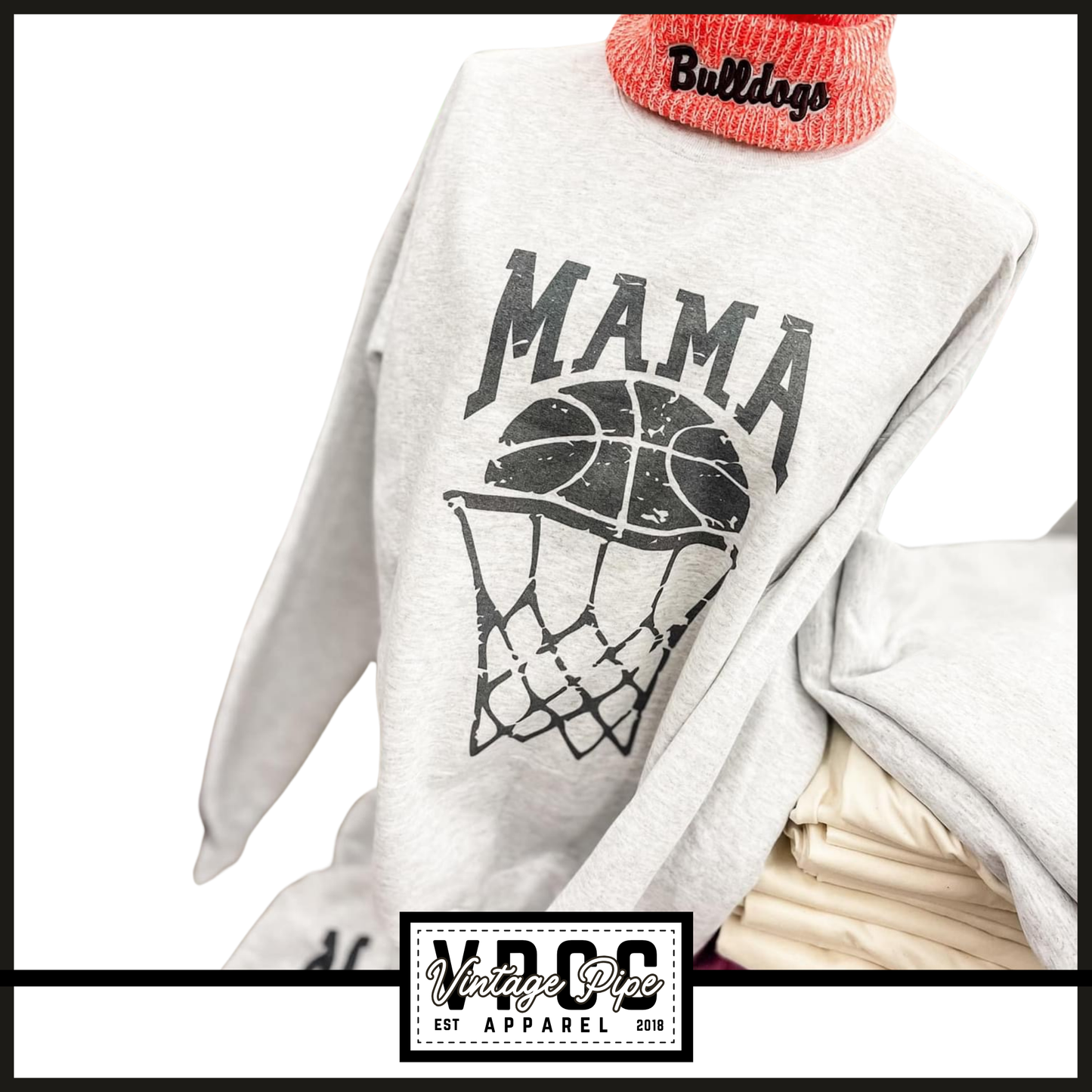 18000-BASKETBALL MAMA-ASH UNISEX CREW SWEATSHIRT
