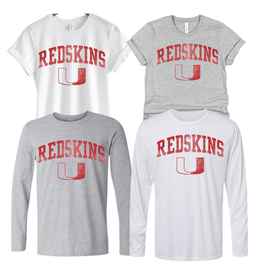 64000- U REDSKINS- UNISEX TEE YOUTH & ADULT- 90'S U REDSKINS