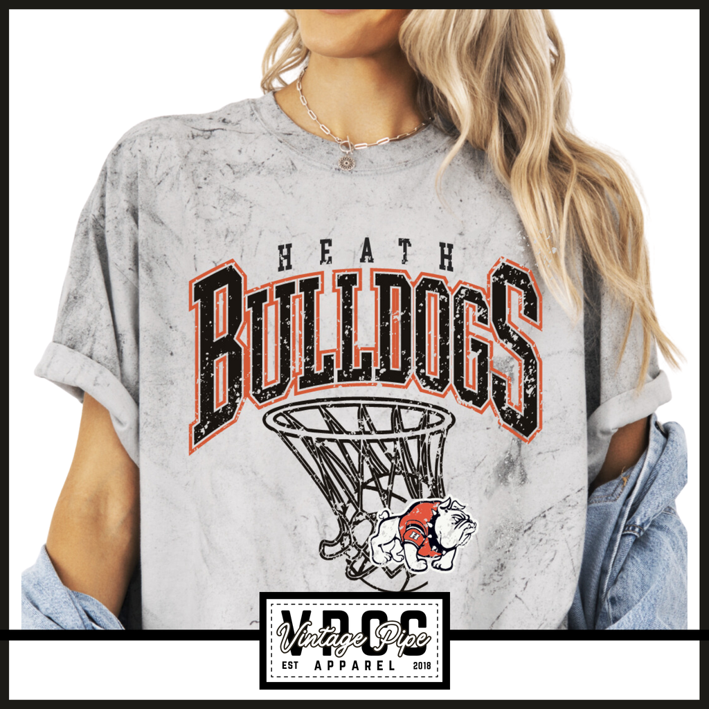 1745- HEATH BULLDOGS BASKETBALL ARCHED- Black Blast