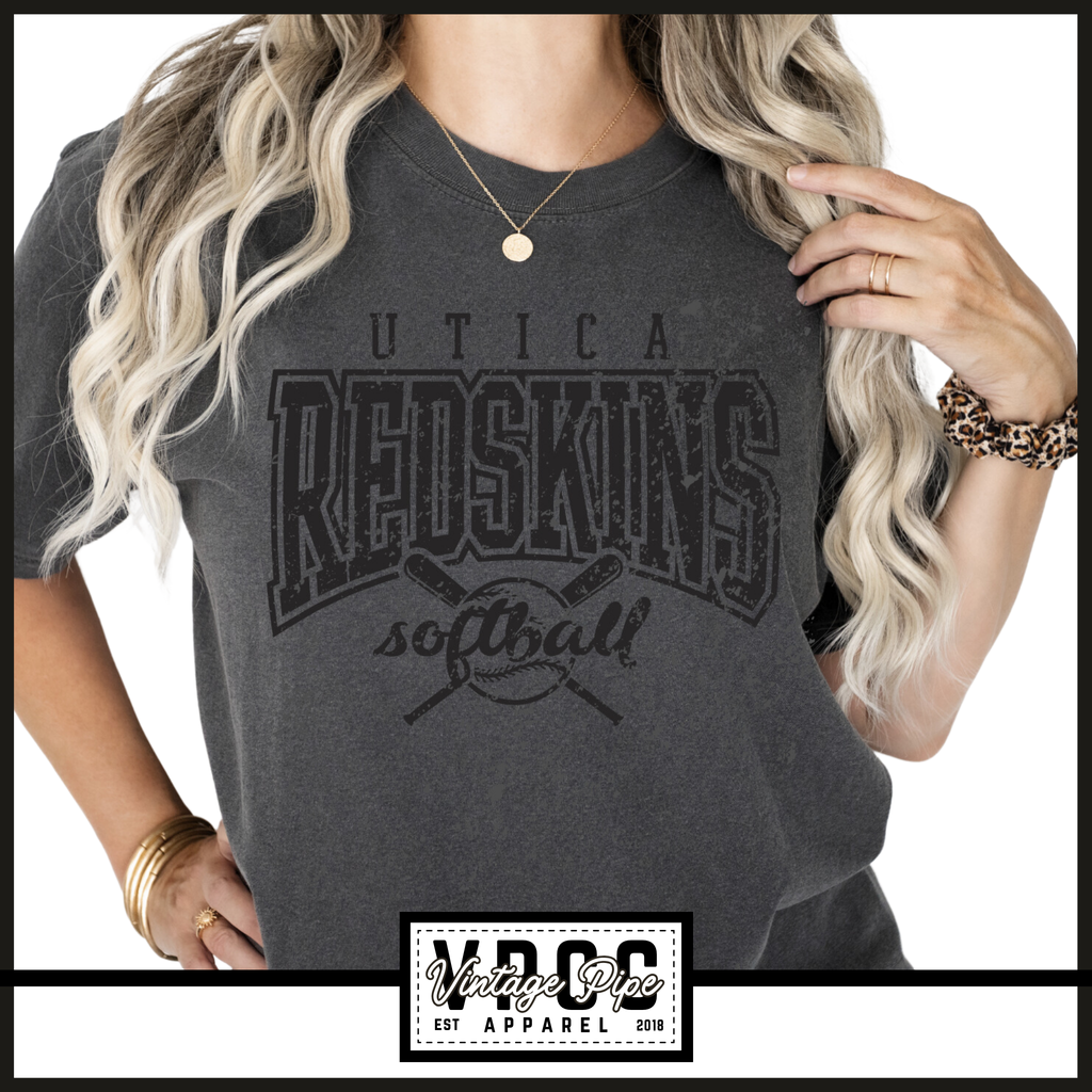 UTICA REDSKINS SOFTBALL- Comfort Color Short Sleeve, Long Sleeve, Crop Tees and Crew Sweatshirts