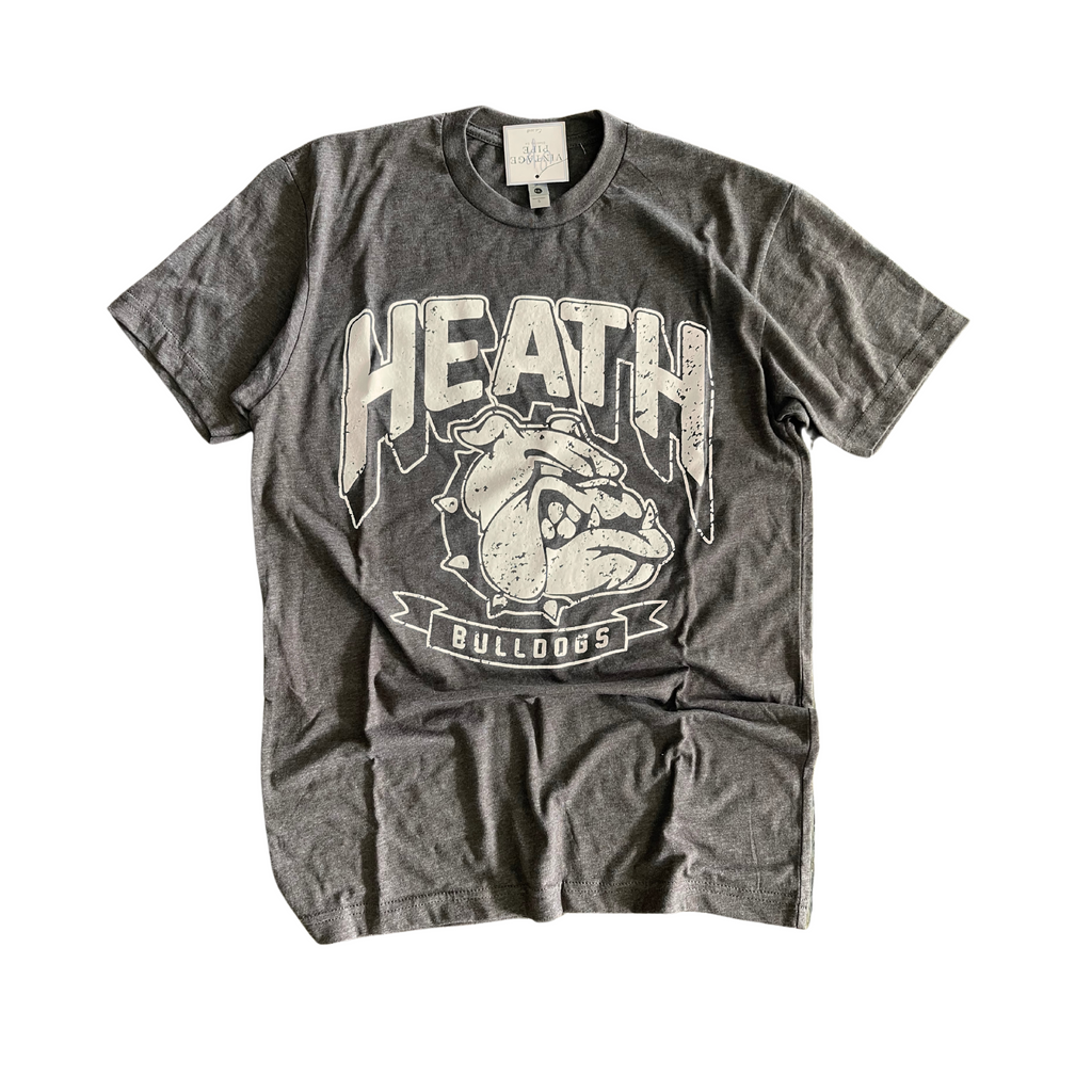 ADULT SMALL- HEATH BULLDOGS THROWBACK- Heather Brown Tee- RTS
