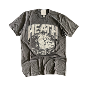 ADULT SMALL- HEATH BULLDOGS THROWBACK- Heather Brown Tee- RTS