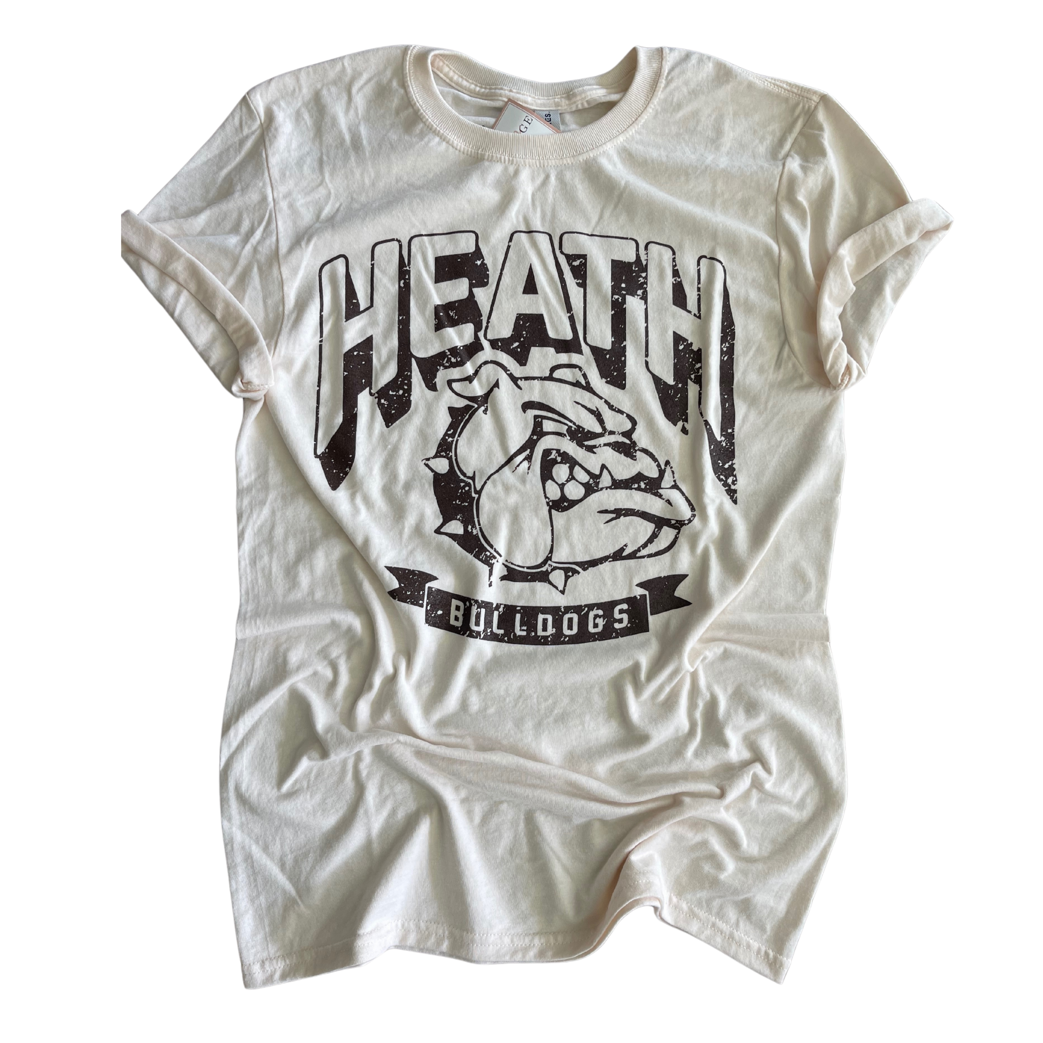 ADULT SMALL- HEATH BULLDOGS THROWBACK- IVORY Tee- RTS