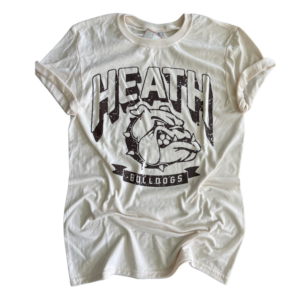 ADULT SMALL- HEATH BULLDOGS THROWBACK- IVORY Tee- RTS