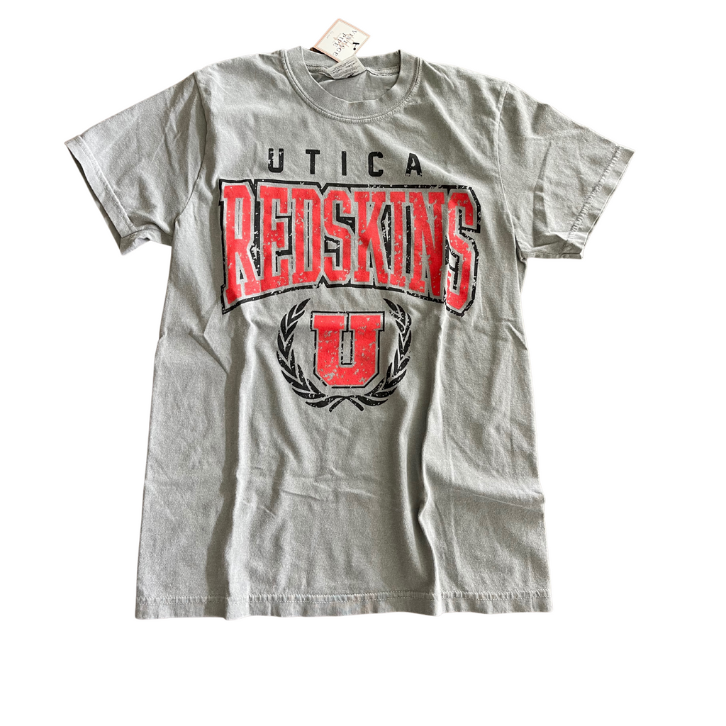 ADULT SMALL- UTICA REDSKINS THROWBACK- COMFORT COLOR TEE- RTS