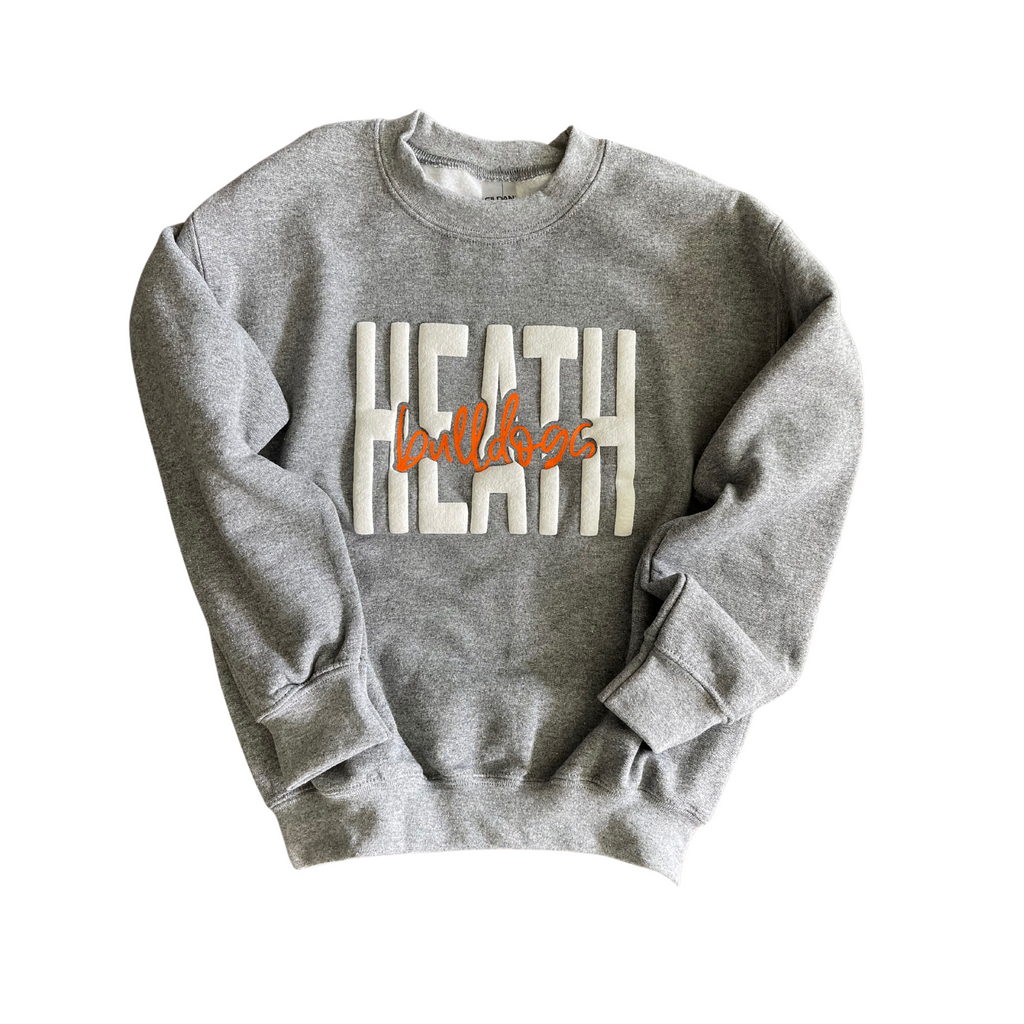 YOUTH MEDIUM- HEATH BULLDOGS PUFF- CREW SWEATSHIRT- RTS
