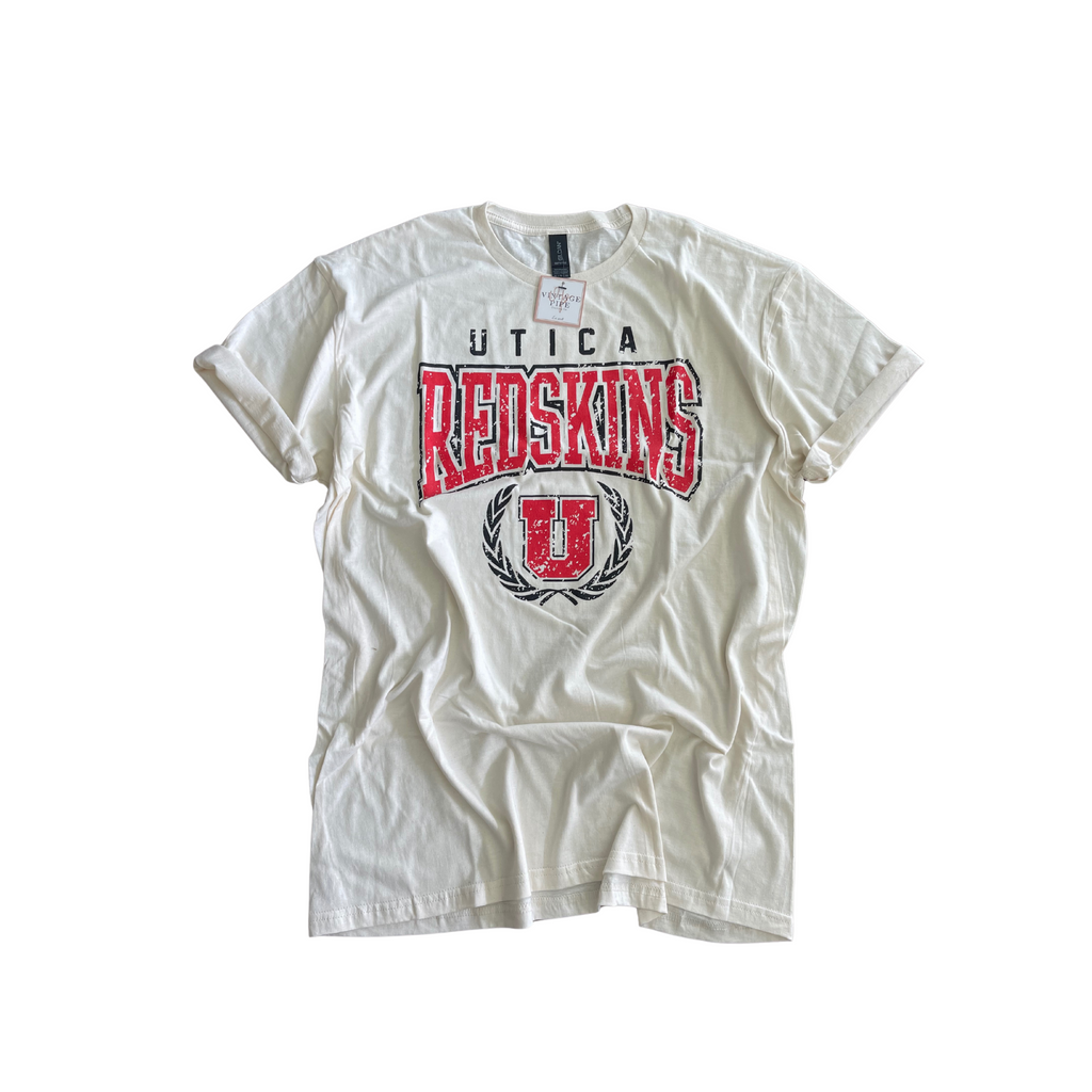 ADULT XLARGE- UTICA REDSKINS THROWBACK- TEE- RTS