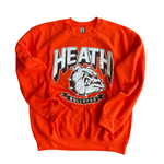 ADULT MEDIUM- HEATH BULLDOGS THROWBACK-ORANGE CREW SWEATSHIRT- RTS