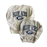 ADULT SMALL- GRANVILLE BLUE ACES 90'S- ASH CREW SWEATSHIRT- RTS