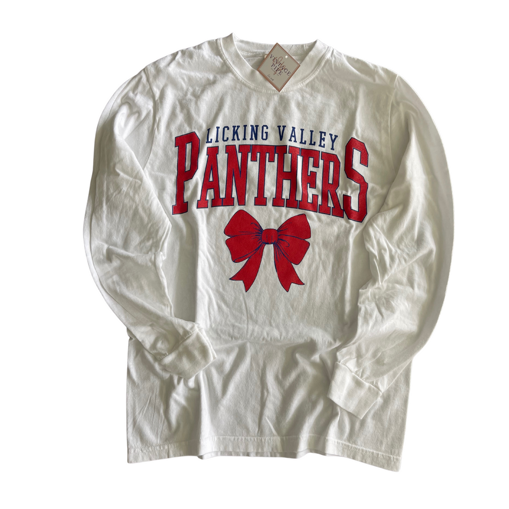ADULT LARGE- LICKING VALLEY PANTHERS BOW- COMFORT COLOR LONG SLEEVE TEE