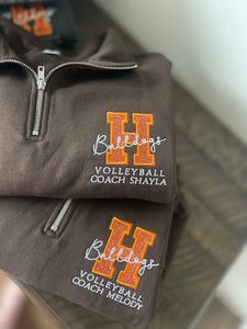 Varsity Letter Custom Glitter Embroidered 1/4 Zips- ADULT ONLY- INDEPENDENT