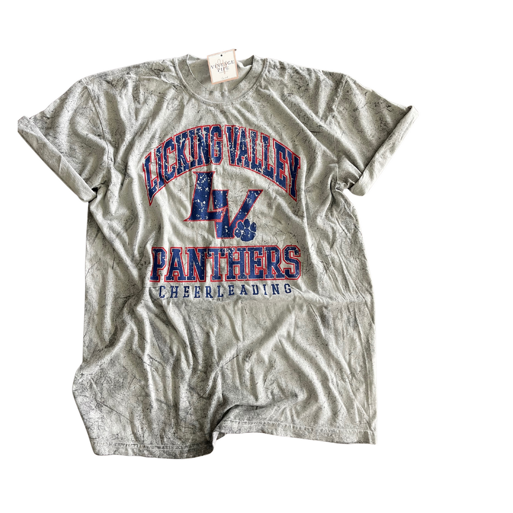 ADULT LARGE- LICKING VALLEY PANTHERS CHEERLEADING THROWBACK- COMFORT COLOR TEE- RTS