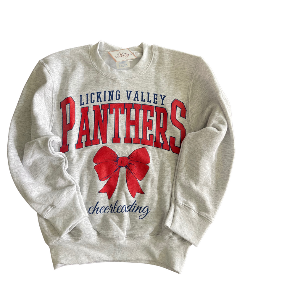 YOUTH SMALL- LICKING VALLEY PANTHERS CHEERLEADING- CREW SWEATSHIRT- RTS
