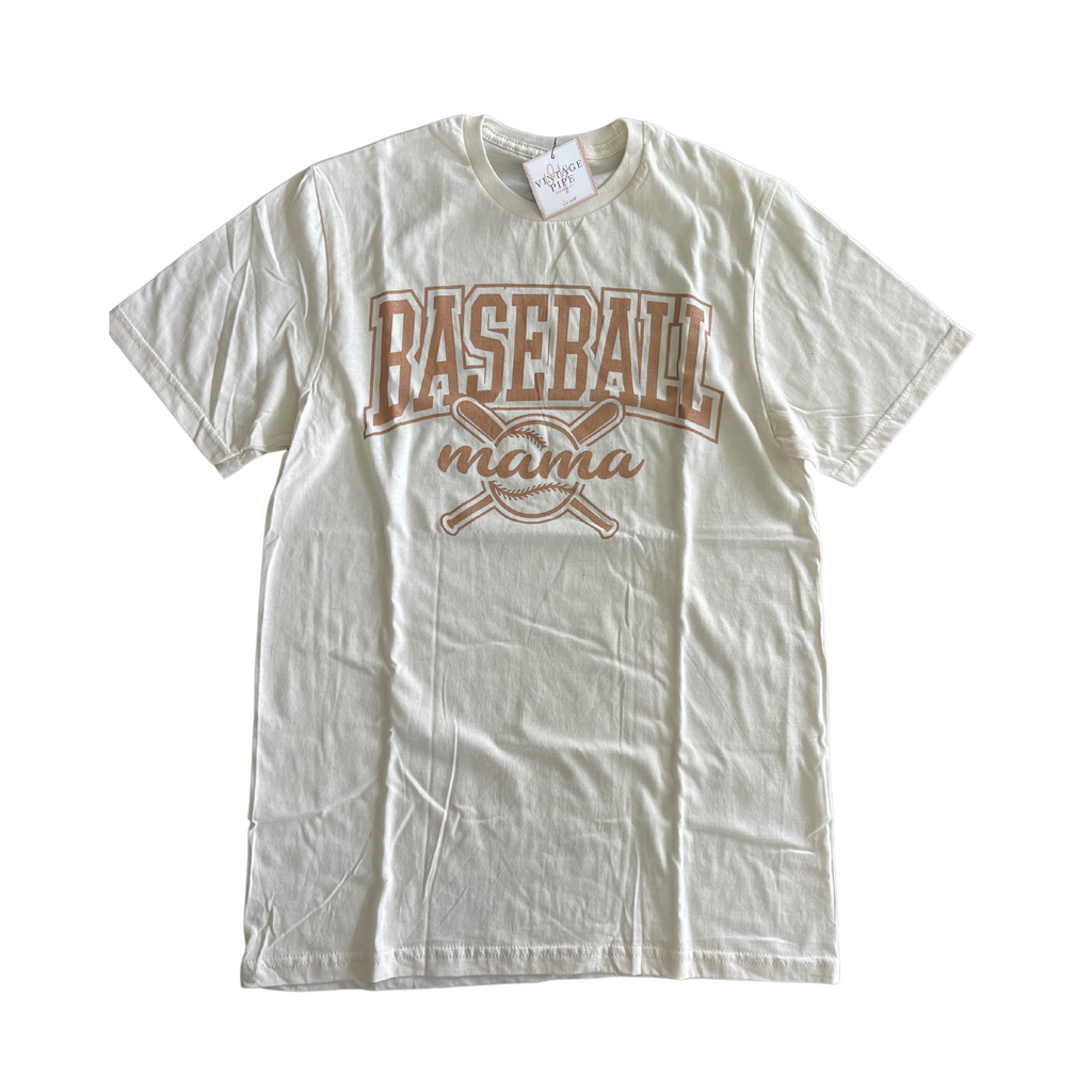ADULT SMALL- NEUTRAL BASEBALL MAMA- TEE- RTS