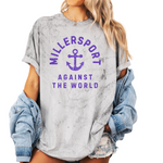 1745- MILLERSPORT LAKERS- TEES & SWEATSHIRTS- Black Blast- LAKERS AGAINST THE WORLD