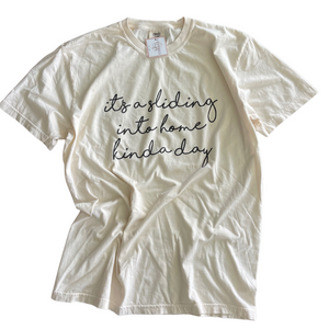 ADULT LARGE- SLIDING INTO HOME KINDA DAY- COMFORT COLOR TEE- RTS