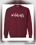 WILDCATS Puff Sweatshirts (MAROON WITH WHITE SCRIPT WILDCATS)