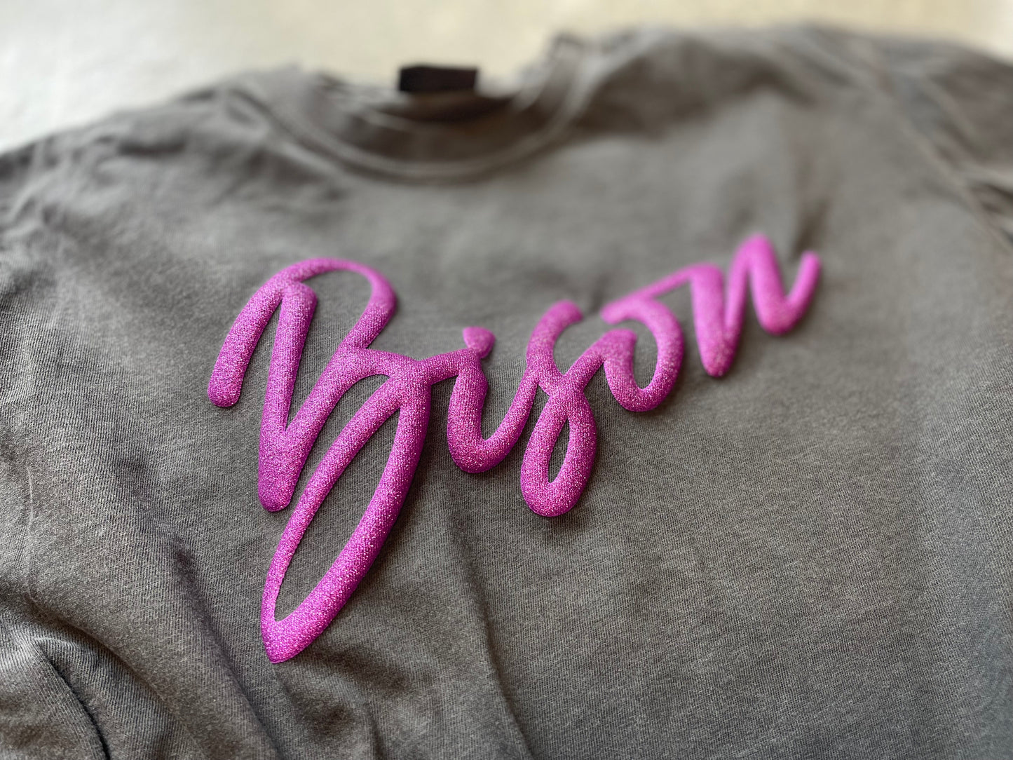 BISON SCRIPT GLITTER PUFF *COMFORT COLOR* TANKS, TEES AND LONG SLEEVE TEES