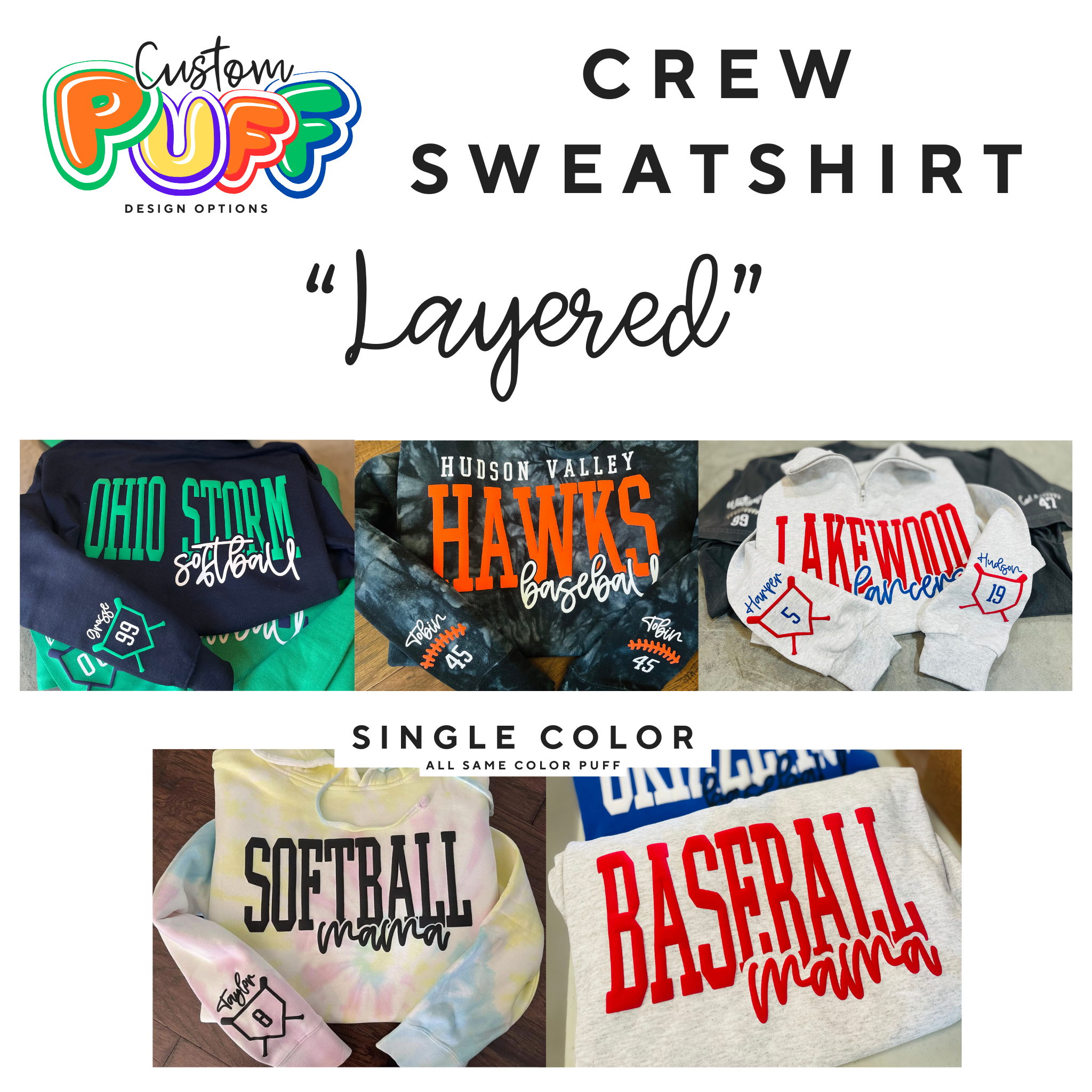 LAYERED PUFF DESIGN: Unisex Crew Sweatshirt