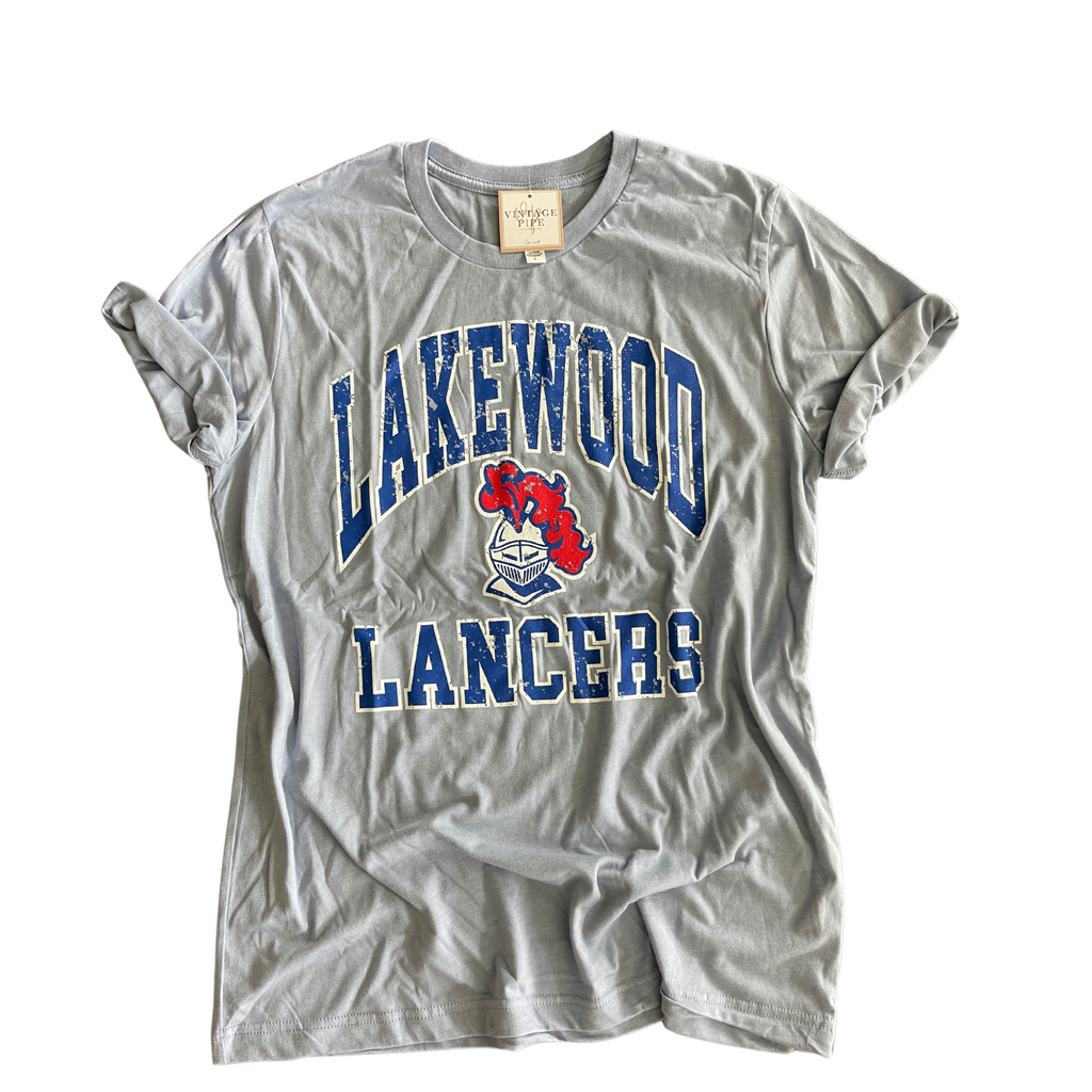 ADULT LARGE- LAKEWOOD LANCERS THROWBACK Light Blue Tee- RTS