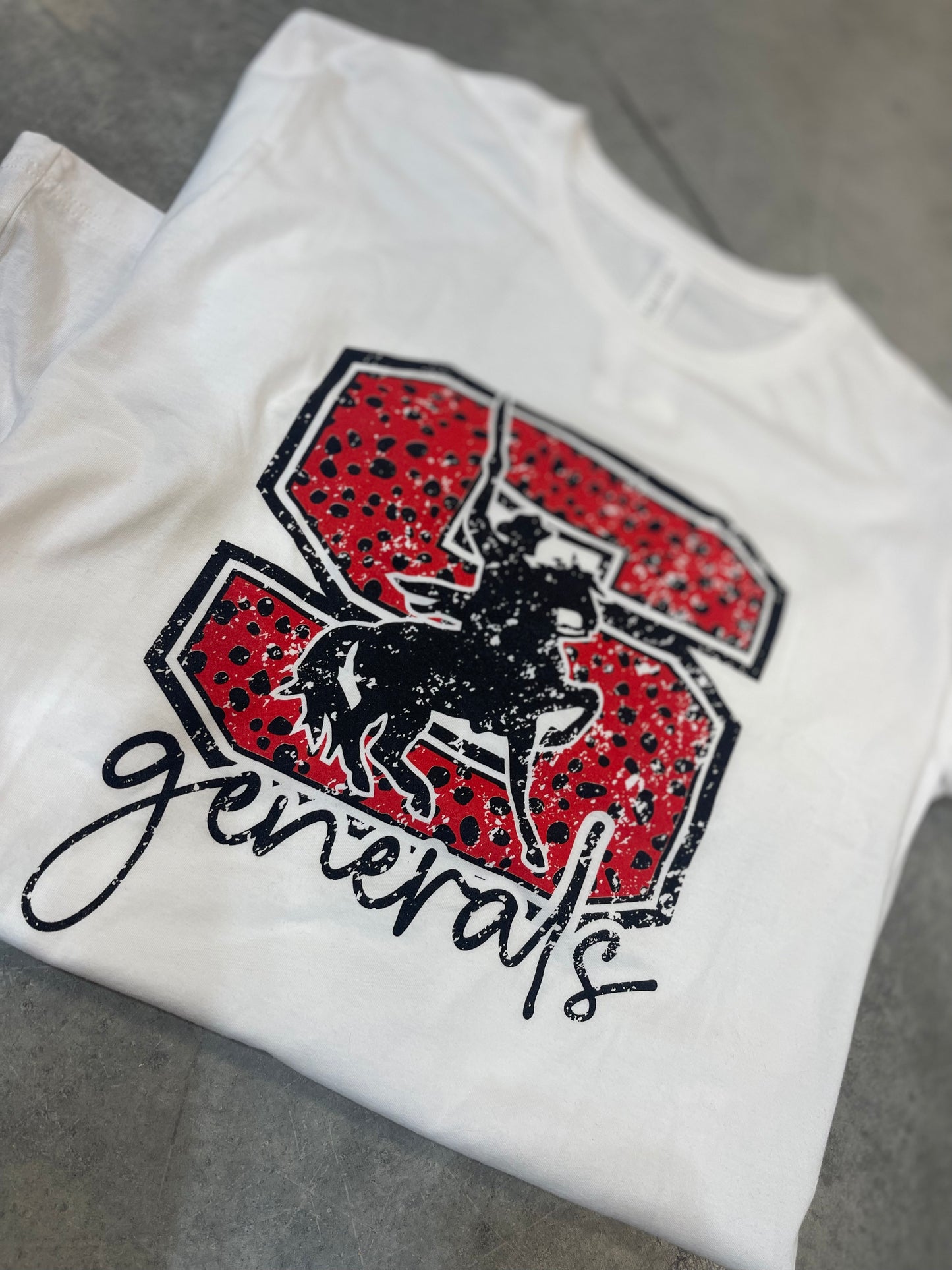 ** YOUTH XL- ASH- Leopard Dot Distressed Generals Tee- RTS