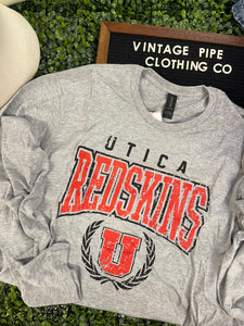 ADULT LARGE - UTICA REDSKINS THROWBACK- LONG SLEEVE TEE- RTS