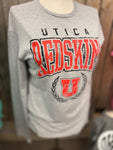 ADULT LARGE - UTICA REDSKINS THROWBACK- LONG SLEEVE TEE- RTS