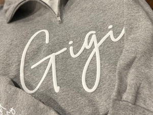 Custom Script Word or Name Puff 1/4 Zips