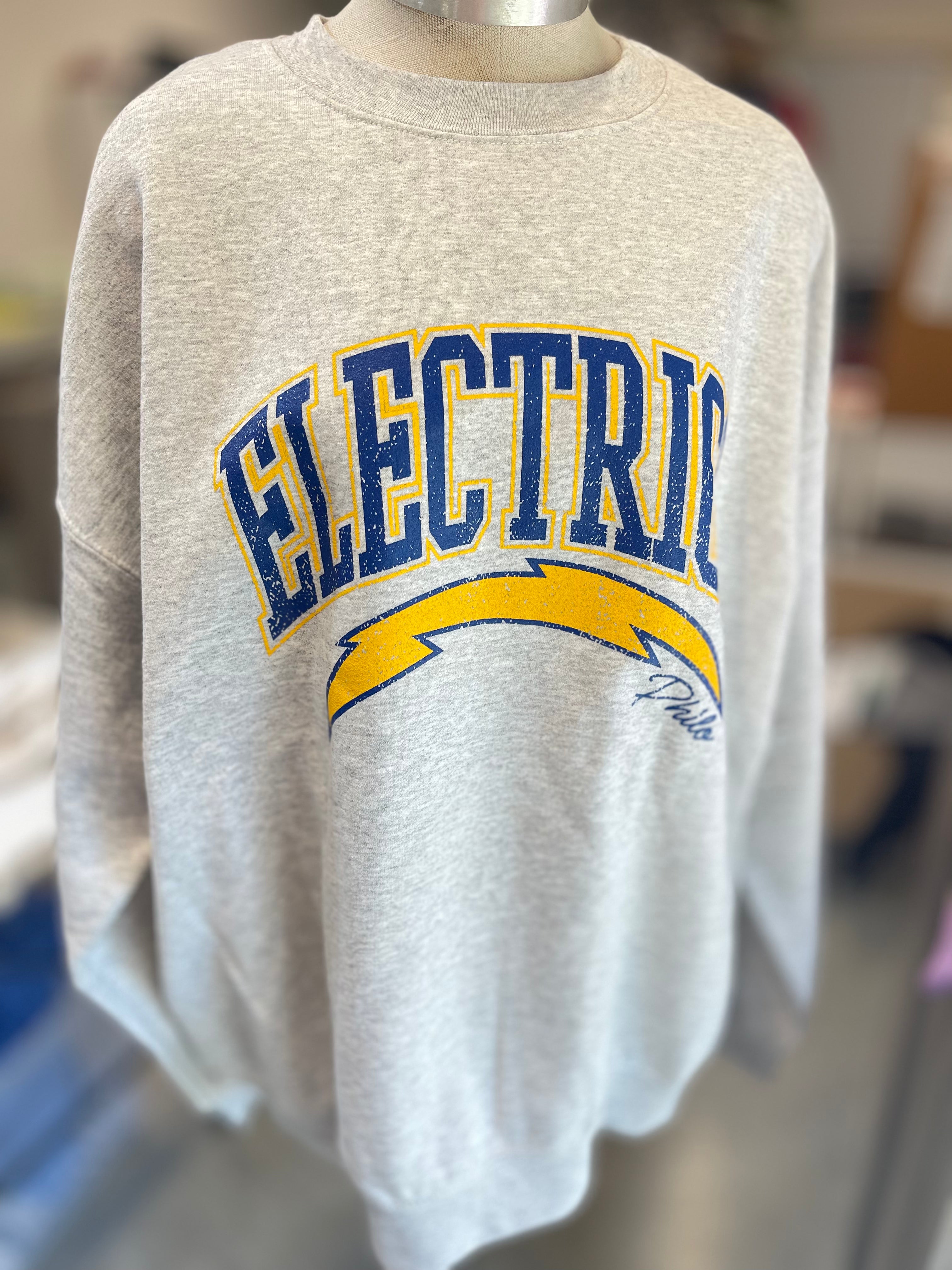 ADULT XLARGE- PHILO ELECTRICS 90'S- ASH CREW SWEATSHIRT- RTS