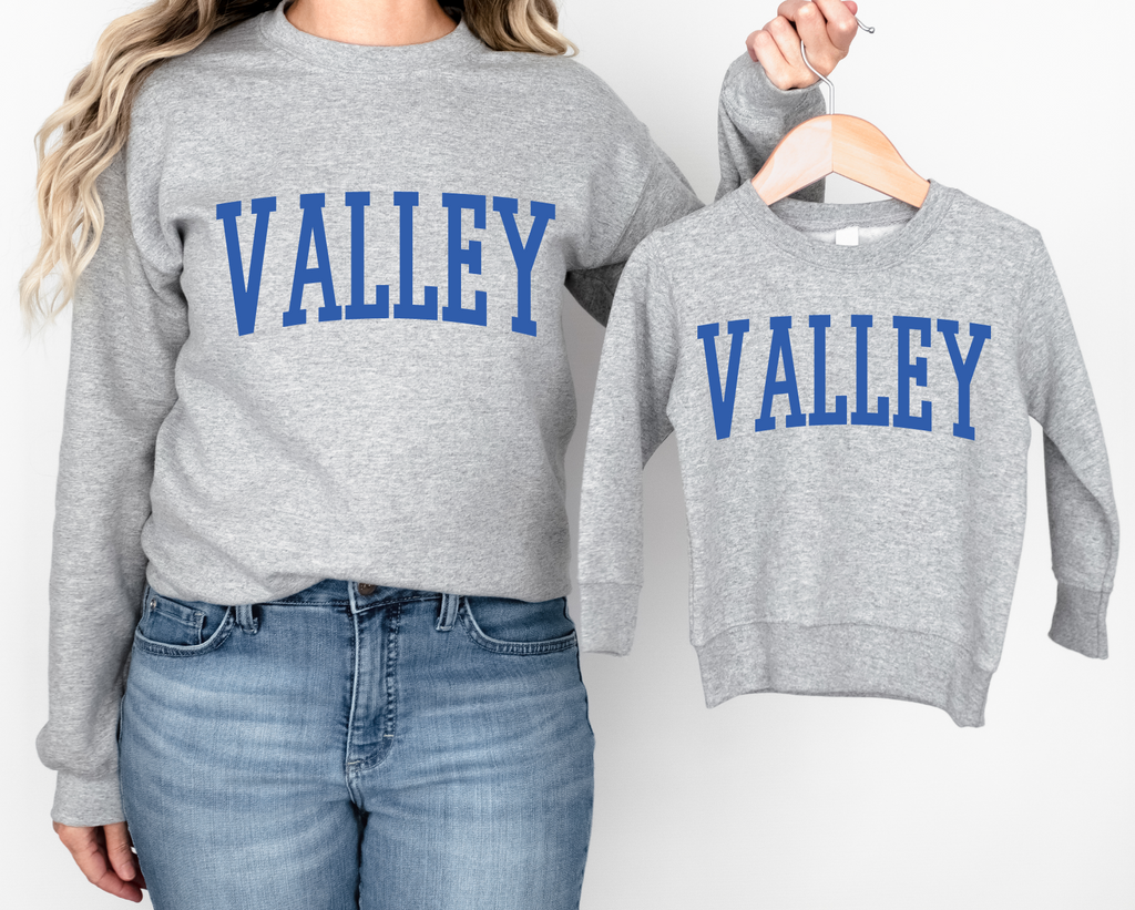Grey (Blue  print) Valley Puff sweatshirts (Toddler, Youth & Adult)