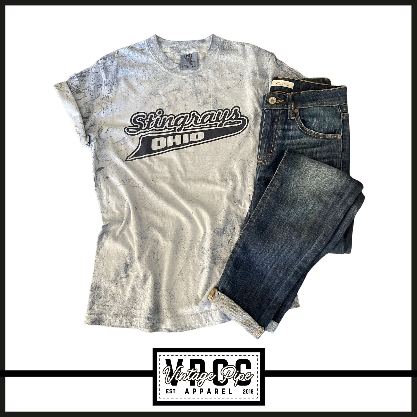 1745- Comfort Color Blast Script Stingrays Tees (Unisex) (Youth & Adult)