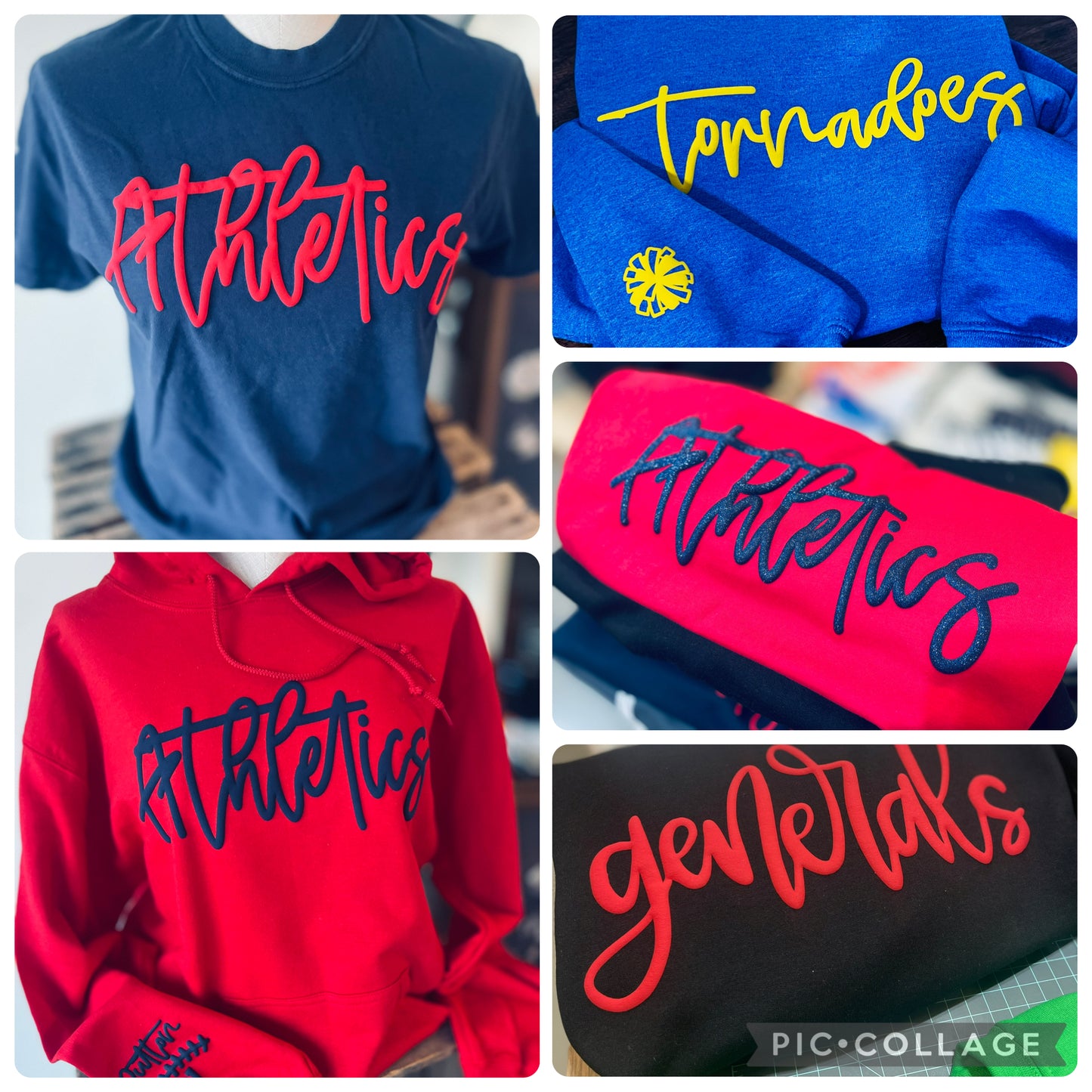 SINGLE SCRIPT PUFF TEES, CREWS AND HOODIES (YOUTH & ADULT)