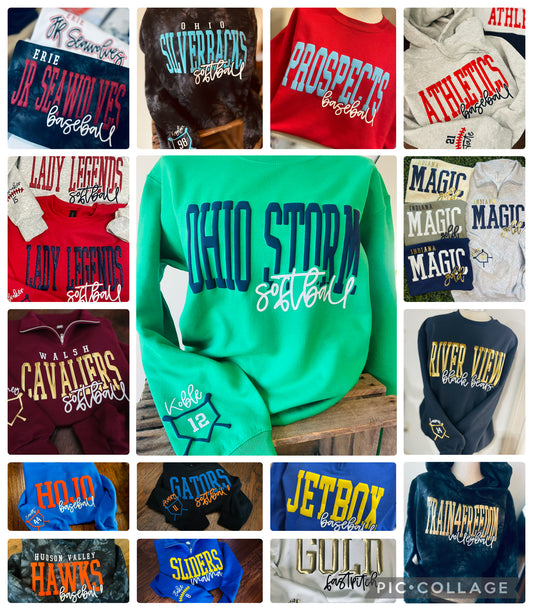 LAYERED PUFF TEES, CREWS AND HOODIES (YOUTH & ADULT)