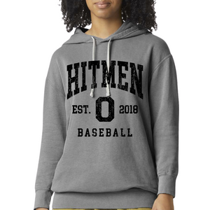 1467 OHIO HITMEN- Comfort Colors® Lightweight Hooded Sweatshirt- YOUTH & ADULT- GREY-THROWBACK FULL- BLACK INK ONLY