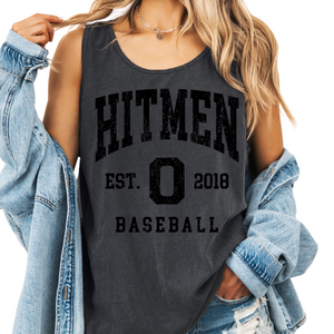 9360-OHIO HITMEN- PEPPER Comfort Colors ® brand Unisex Tank- THROWBACK FULL- BLACK (THESE TEND RUN APPROX 1 SIZE BIG)- black ink only