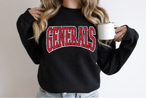 Black Distressed Generals Varsity Sweatshirts- RTS (YS-2, YM-2, YXL-1)