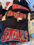 Black Distressed Generals Varsity Sweatshirts- RTS (YS-2, YM-2, YXL-1)