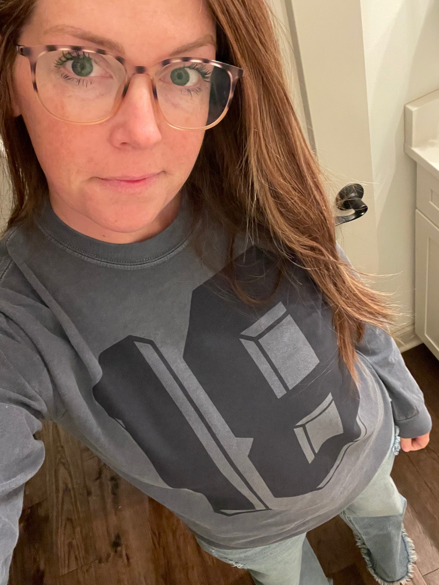 CUSTOM DROP SHADOW NUMBER TONE ON TONE TANKS, TEES AND SWEATSHIRTS