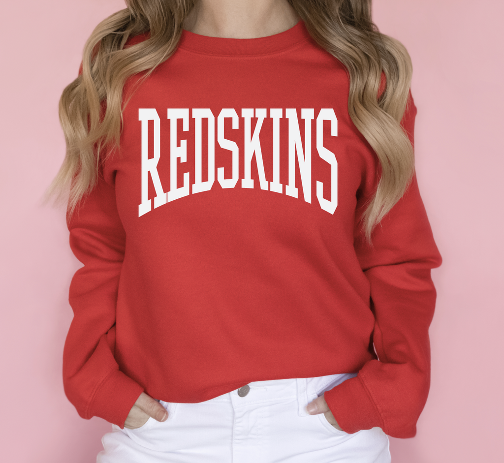 Red Block Redskins- White Puff sweatshirts